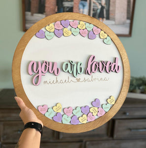 Candy Hearts Round Sign