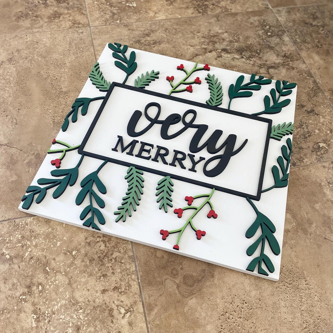Very Merry Floral Sign